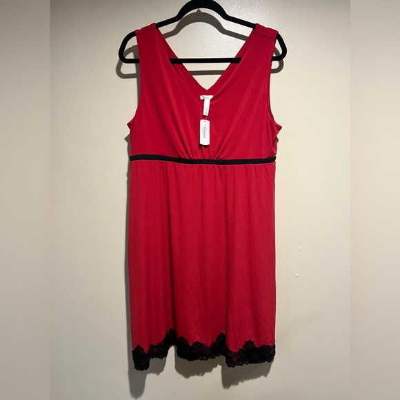 NWWT Soma intimates dress nightgown lace hem fit & flare ruby red size large - Picture 2 of 4